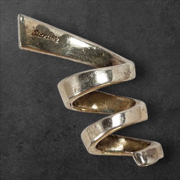 Sterling Silver Spiral Pendant Lapis & Opal Inlay Southwestern Style Signed Blue - Picture 2 of 5